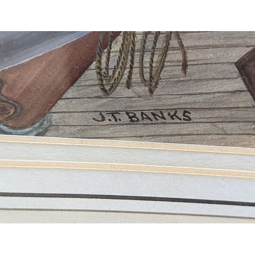 553 - J.T. Banks (19th C.), watercolour and gouache, 'D'Ye Want Any Assistance', Barque Serena under jury ... 