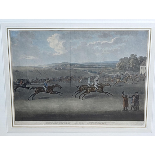 555 - J. Edy after F.N. Sartorious. pair of coloured aquatints, ‘’Ascot’’ and ‘’Epsom’’ 1792, 39 x 54cm... 