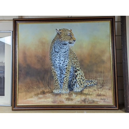 561 - Chisenga, oil on canvas, Study of a leopard, signed and dated '93, 57 x 65cm