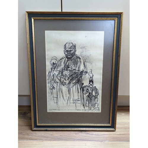 563 - Feliks Topolski (1907-1989), limited edition print, Pope John Paul II, signed in pencil, 375/2000, 4... 