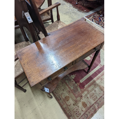 80 - A Regency mahogany two tier side table, width 74cm, depth 36cm, height 77cm