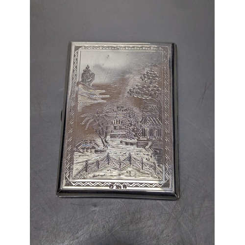 818 - A Victorian silver card purse, with engraved chinoiserie decoration, Colen Hewer Cheshire, Birmingha... 