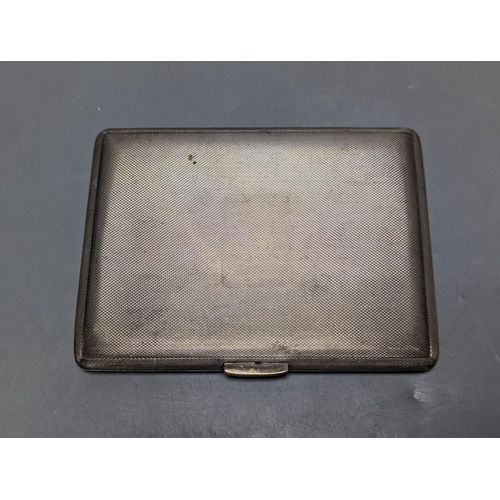 828 - A George V engine turned silver cigarette case, 11.3cm, together with an 800 standard white metal mo... 