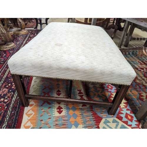 86 - A George III style rectangular upholstered footstool, width 103cm, depth 72cm, height 41cm... 