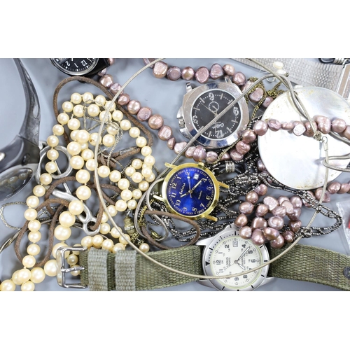 883 - A small quantity of modern minor wrist watches and assorted costume jewellery.