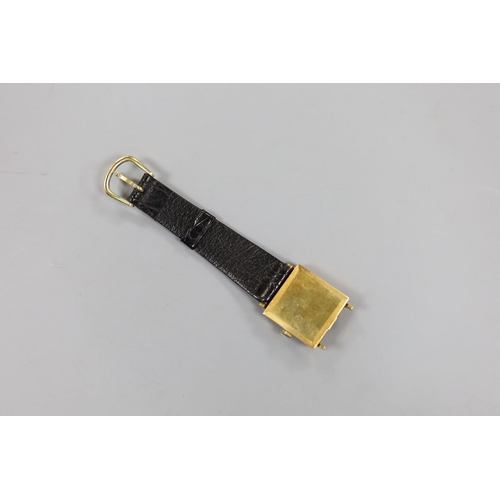 941 - A gentleman's 1960's 18ct gold Longines manual wind dress wrist watch (part of strap missing), gross... 