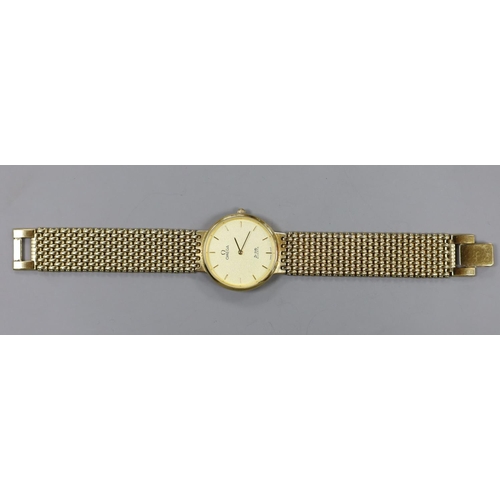 944 - A gentleman's steel and gold plated Omega De Ville quartz wrist watch.