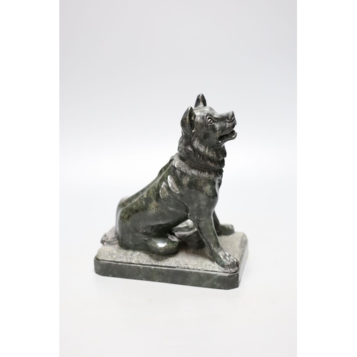 345 - After the Antique, a carved serpentine hound, The Dog of Alcibiades, 9.5cm.