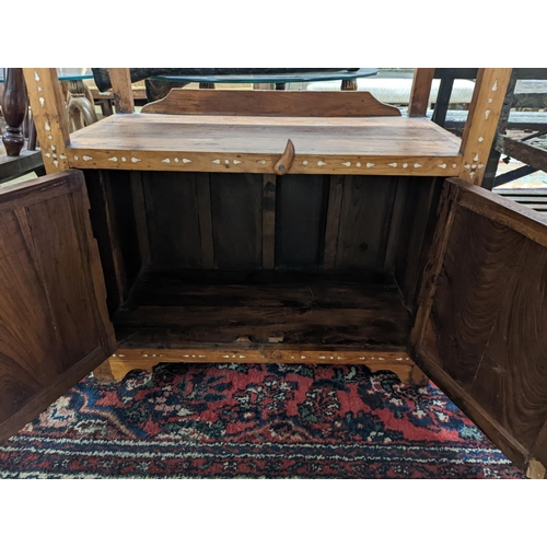 35 - An Indian bone inlaid hardwood buffet, length 72m, depth 38cm, height 91cm