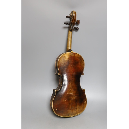 362 - A Duke, London violin, 60 cms long.