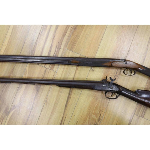 364 - Two 19th century percussion muskets, 103cm. max., one double-barrelled