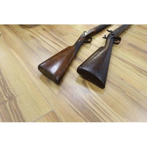 364 - Two 19th century percussion muskets, 103cm. max., one double-barrelled