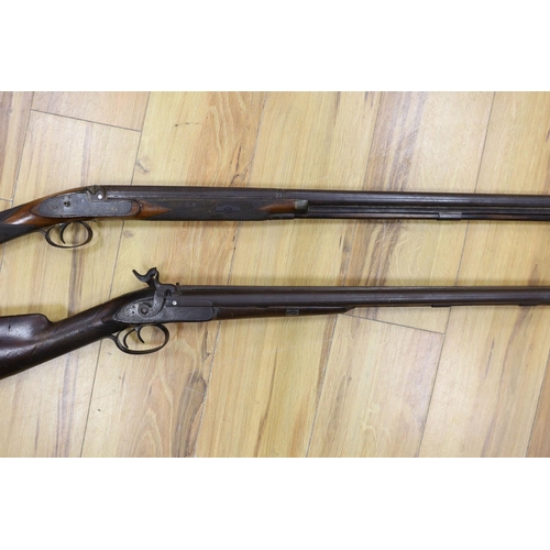 364 - Two 19th century percussion muskets, 103cm. max., one double-barrelled