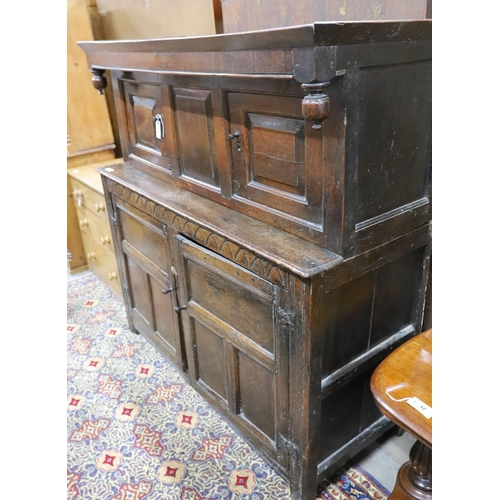 10 - An 18th century oak court cupboard, length 147cm, depth 58cm, height 152cm