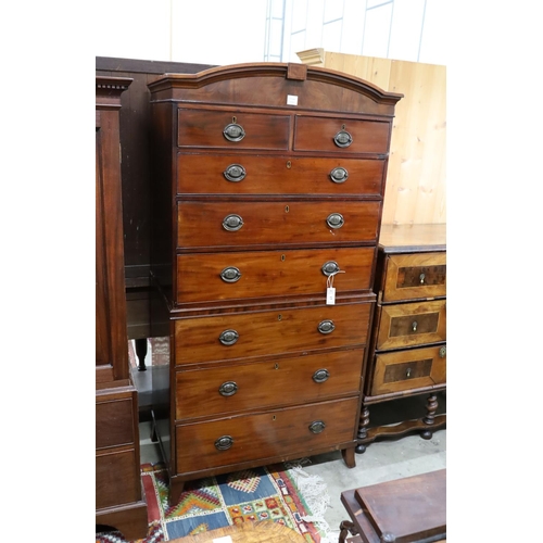 17 - A George IV mahogany chest on chest, width 94cm, depth 55cm, height 184cm