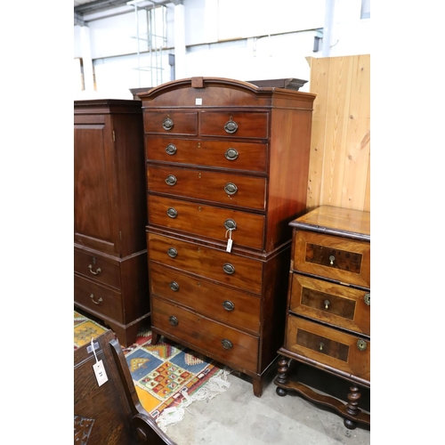 17 - A George IV mahogany chest on chest, width 94cm, depth 55cm, height 184cm