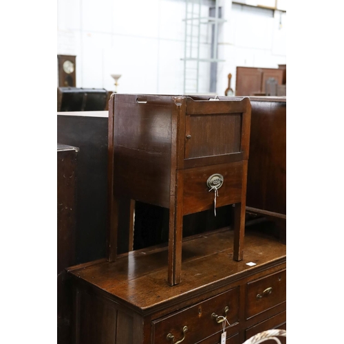 2 - A George III tray top tambour bedside cabinet, width 50cm, depth 43cm, height 78cm