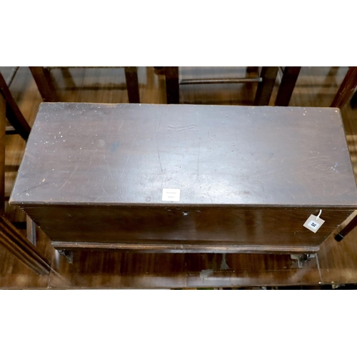 26 - An 18th century and later Sussex oak six plank coffer, width 82cm, depth 30cm, height 47cm... 