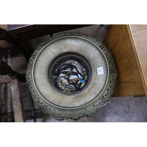 42 - A Chinese cast brass and alabaster jardiniere, diameter 50cm, height 62cm