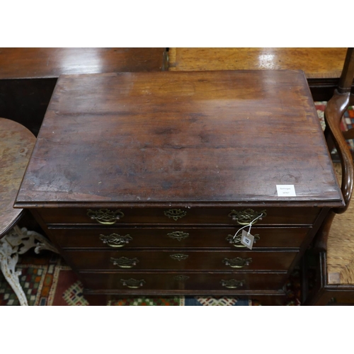 57 - A small George III mahogany chest of four drawers, width 77cm, depth 48cm, height 80cm