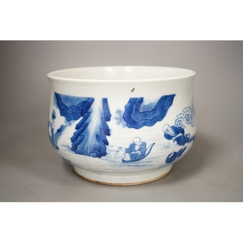 1368 - A Chinese blue and white censer, 19cm