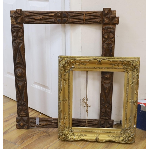 1377 - A Trampart frame and another, largest 78 cms high x 62 cms wide