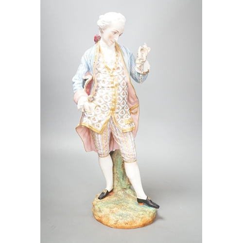 1381 - A large French coloured biscuit figure of a gentleman 42cm