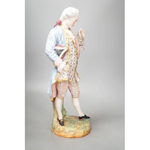 1381 - A large French coloured biscuit figure of a gentleman 42cm