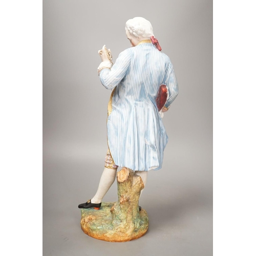 1381 - A large French coloured biscuit figure of a gentleman 42cm