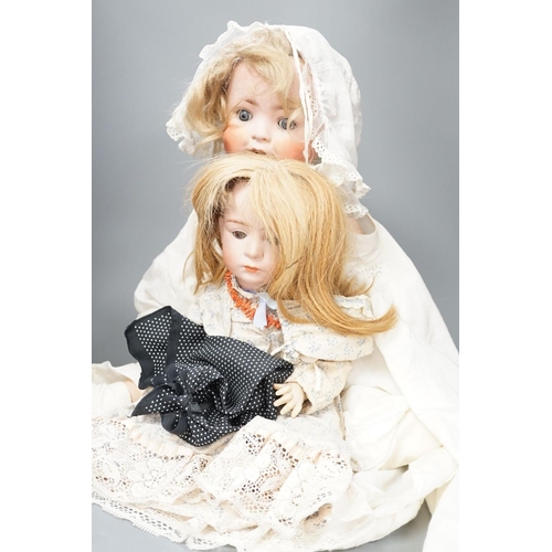 1389 - A German Porzellanfabrik Burggrab bisque headed doll, one other bisque headed doll