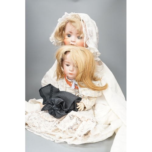 1389 - A German Porzellanfabrik Burggrab bisque headed doll, one other bisque headed doll