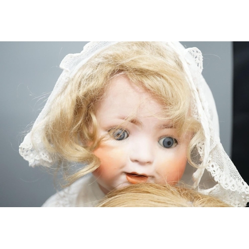 1389 - A German Porzellanfabrik Burggrab bisque headed doll, one other bisque headed doll