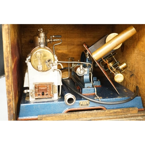 1397 - A Marklin spirit-fired live steam stationary engine with 10cm flywheel, 1920’s, and a smaller statio... 