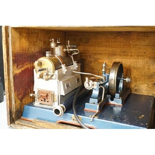 1397 - A Marklin spirit-fired live steam stationary engine with 10cm flywheel, 1920’s, and a smaller statio... 