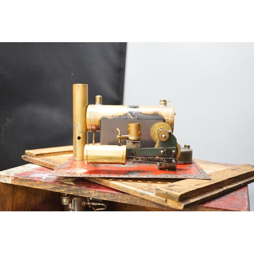 1397 - A Marklin spirit-fired live steam stationary engine with 10cm flywheel, 1920’s, and a smaller statio... 