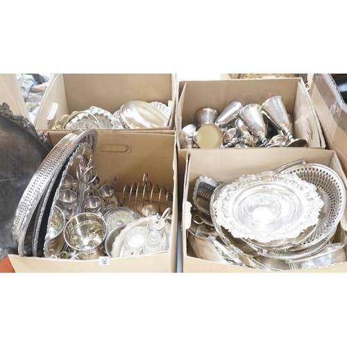 1399 - A large quantity of assorted Victorian and later silver plated ware