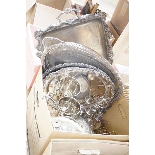 1399 - A large quantity of assorted Victorian and later silver plated ware