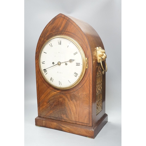 1404 - A George III mahogany lancet shaped bracket clock by George Wilkins Soho 49cm