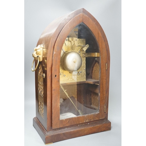 1404 - A George III mahogany lancet shaped bracket clock by George Wilkins Soho 49cm