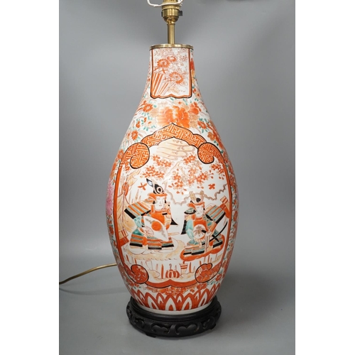 1410 - A large Kutani vase lamp 53cm