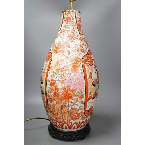 1410 - A large Kutani vase lamp 53cm