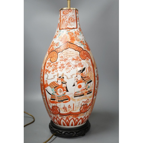 1410 - A large Kutani vase lamp 53cm