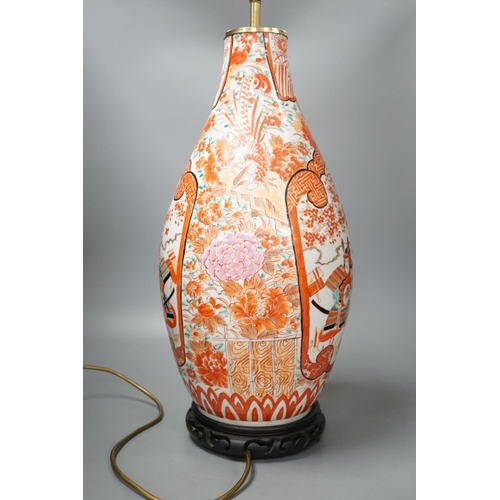1410 - A large Kutani vase lamp 53cm