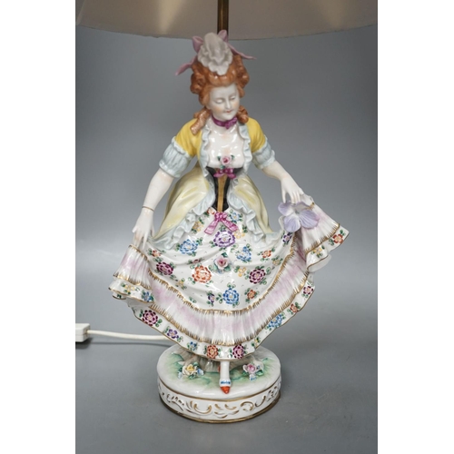 1411 - A German porcelain ‘dancing lady’ lamp