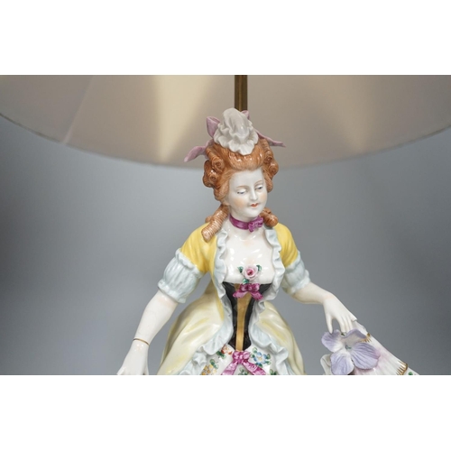 1411 - A German porcelain ‘dancing lady’ lamp