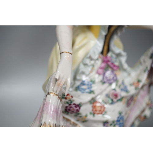 1411 - A German porcelain ‘dancing lady’ lamp
