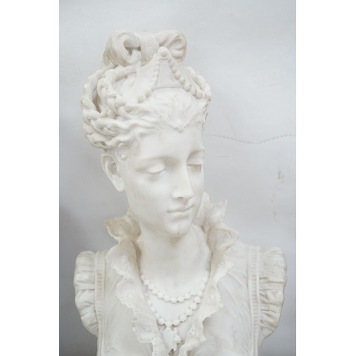 1420 - A faux parian bust 66cm