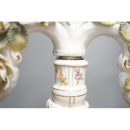 1425 - A pair of Sitzendorf  'cherub' candelabra 50cm