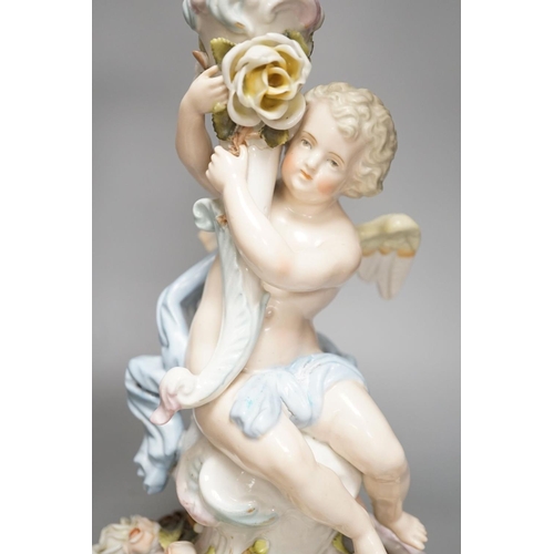 1425 - A pair of Sitzendorf  'cherub' candelabra 50cm