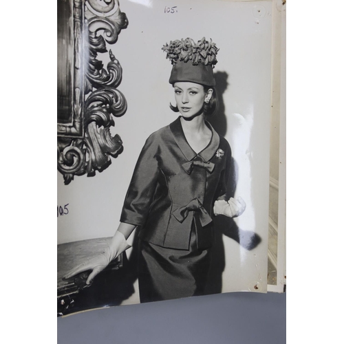 1553 - Press agency black and white fashion photographs, 1960's (62) many models named verso